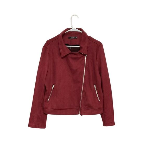 Apperloth A Jackets & Blazers - Faux Suede Moto Jacket Red Jacket Women’s Size X-Large Zip Front Stretch